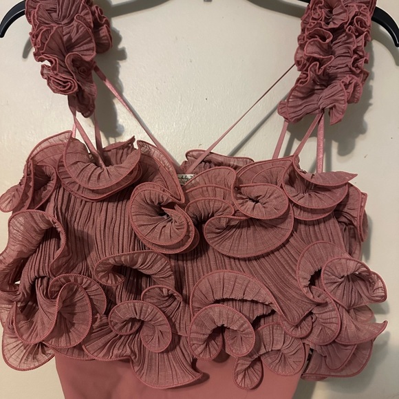 Free People Ruffled Mauve Tank Top - Picture 3 of 5